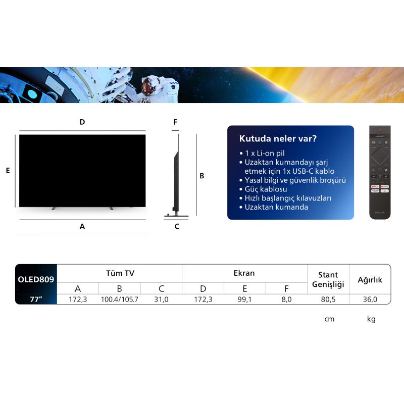 Philips TV 77OLED809 12 OLED 4K Ambilight (77OLED809/12)