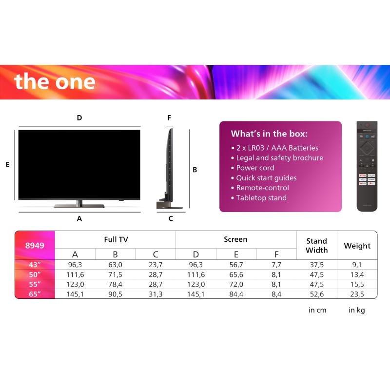 Philips TV The One 75PUS8949 12 4K Ambilight (75PUS8949/12)