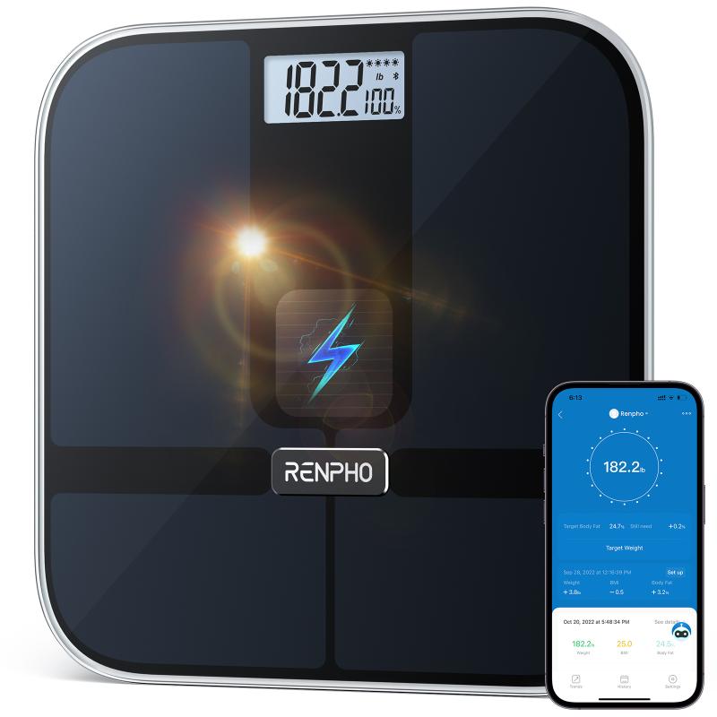 Renpho Scale Elis Solar 2 Smart WLAN Bluetooth black Schwarz PEU-R-A020-BK PEURA020BK (PEU-R-A020-BK)