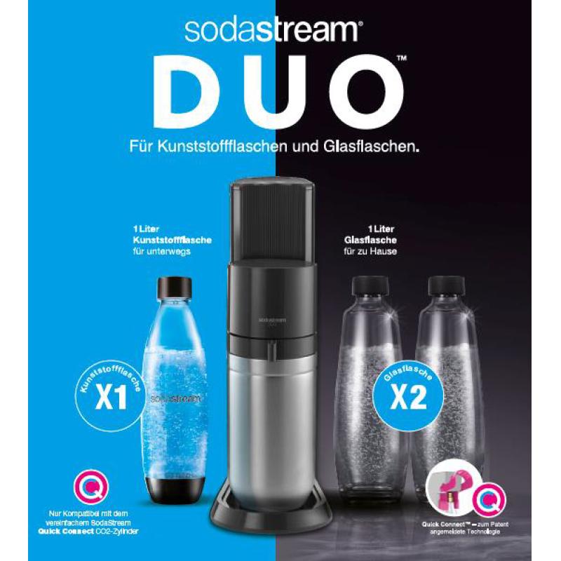 SodaStream Soda Maker DUO Valuepack black Schwarz QC incl 2 Glas- Glas & 1 PET-Bottle PETBottle (1016813490)