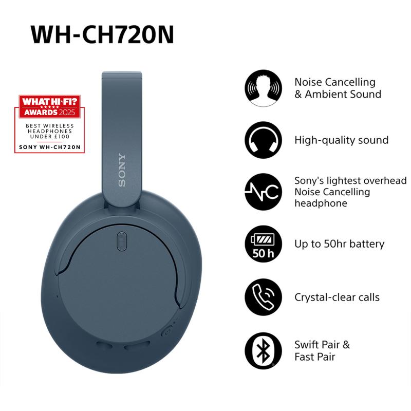 Sony Headphones WH-CH720N WHCH720N Bluetooth blue (WHCH720NL CE7) SONYCE7) SONY CE7)
