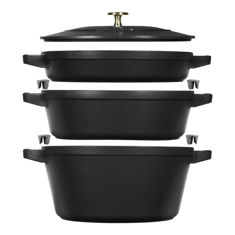 Staub Roaster La Cocotte Set 3pcs black Schwarz 40508-386-0 405083860 (40508-386-0)