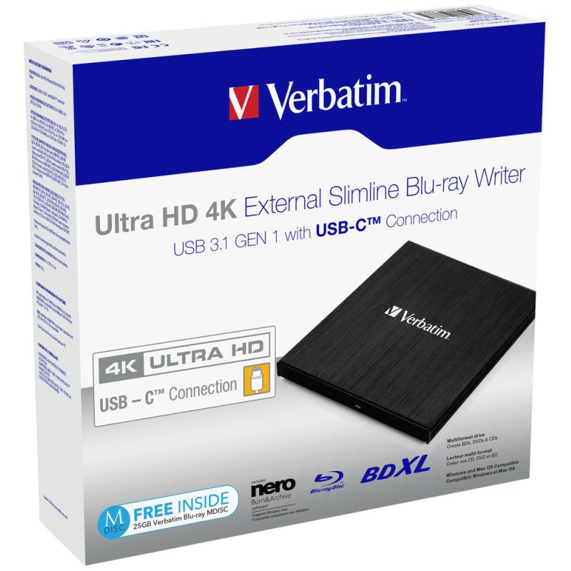 Verbatim Ultra HD 4K BDXL Writer 6x 4x SuperSpeed USB 3 1 Verbatim1 Verbatim 1 Gen1 extern (13,3 cm )(43888)