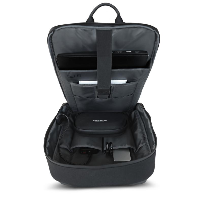 VonMählen Backpack Horizon Tech-Bag TechBag with USB-C USBC black Schwarz (HRZ00001)